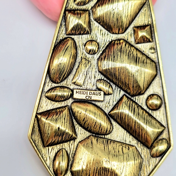 Heidi Daus Multicolor Swarovski Crystal Encrusted Tie Shaped Brooch Enhancer - Picture 12 of 13